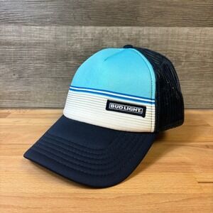 Bud Light Hat Cap Snapback Blue Trucker Beer‎ Drinking Budweiser One Size